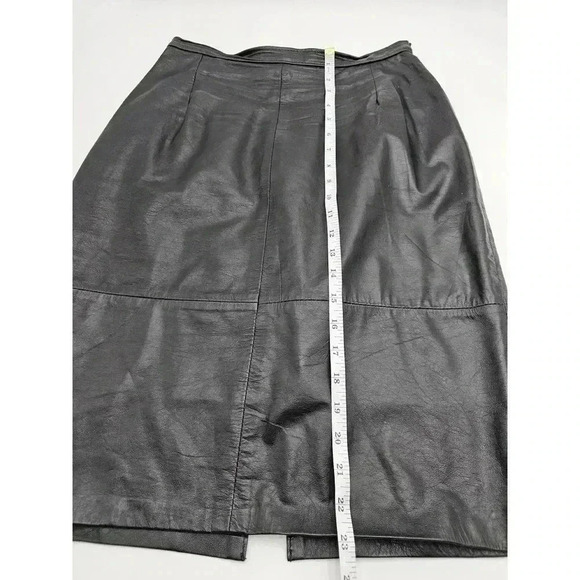 Vtg Genuine Leather Women's Size 11/12 Black Leather Skirt - Picture 6 of 8